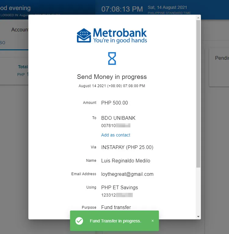 生活攻略-如何从 Metrobank 网上转账到其他银行(6)