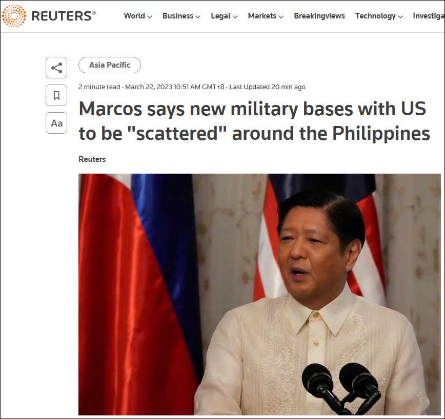 快讯-菲律宾即将宣布新增4处美军基地位置，分散南北等各处(1)