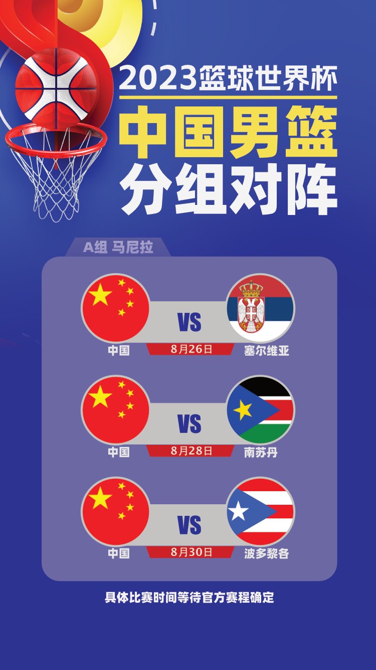 快讯-2023年篮球世界杯分组：中国男篮遇塞尔维亚 美国对决希腊(2)