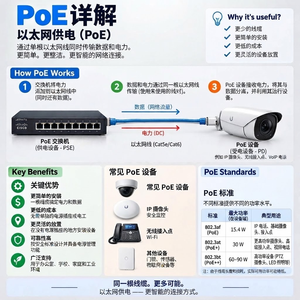 网络通讯-PoE 详解 —— 通过一根网线同时传输电力与数据！(1)