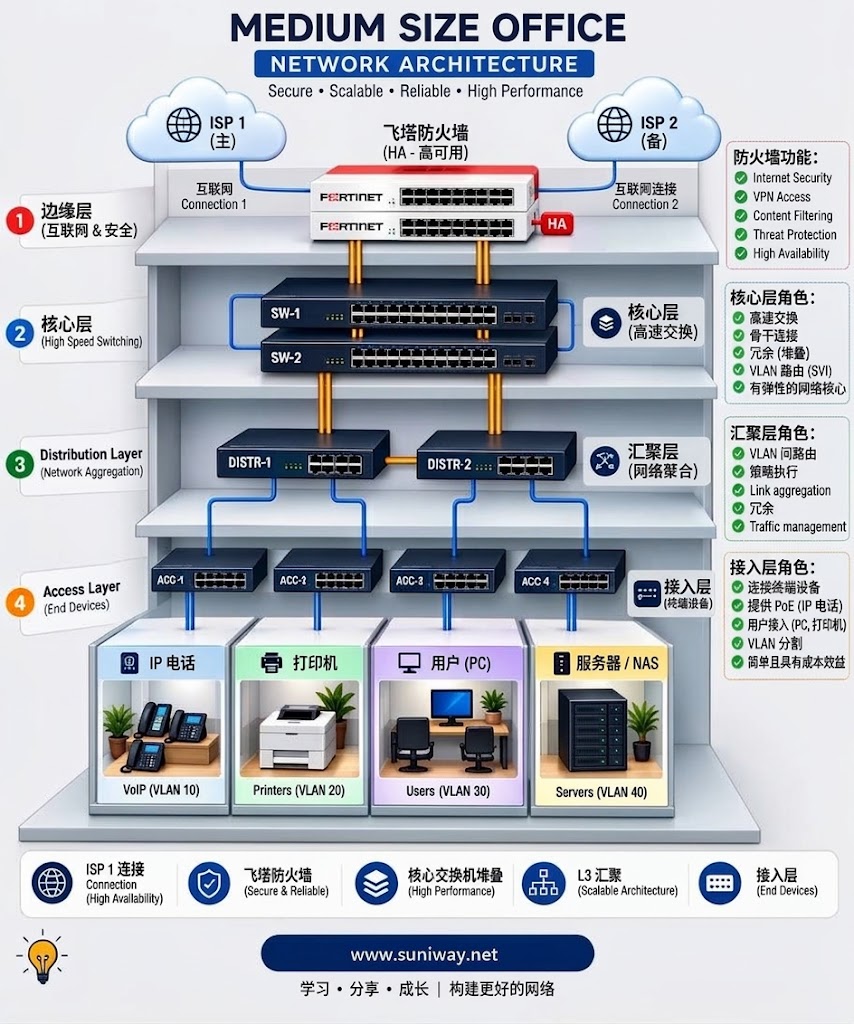 中型办公网络架构 —— 实用蓝图