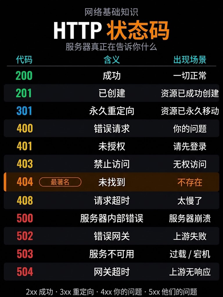 网络通讯-HTTP 状态码速查表 —— 了解服务器在对你说什么(1)