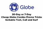 30 天或 7 天Globe组合套餐技巧：GoSakto 短信、通话和流量