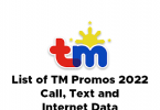 TM Promos 2022 列表 - 通话、短信和流量